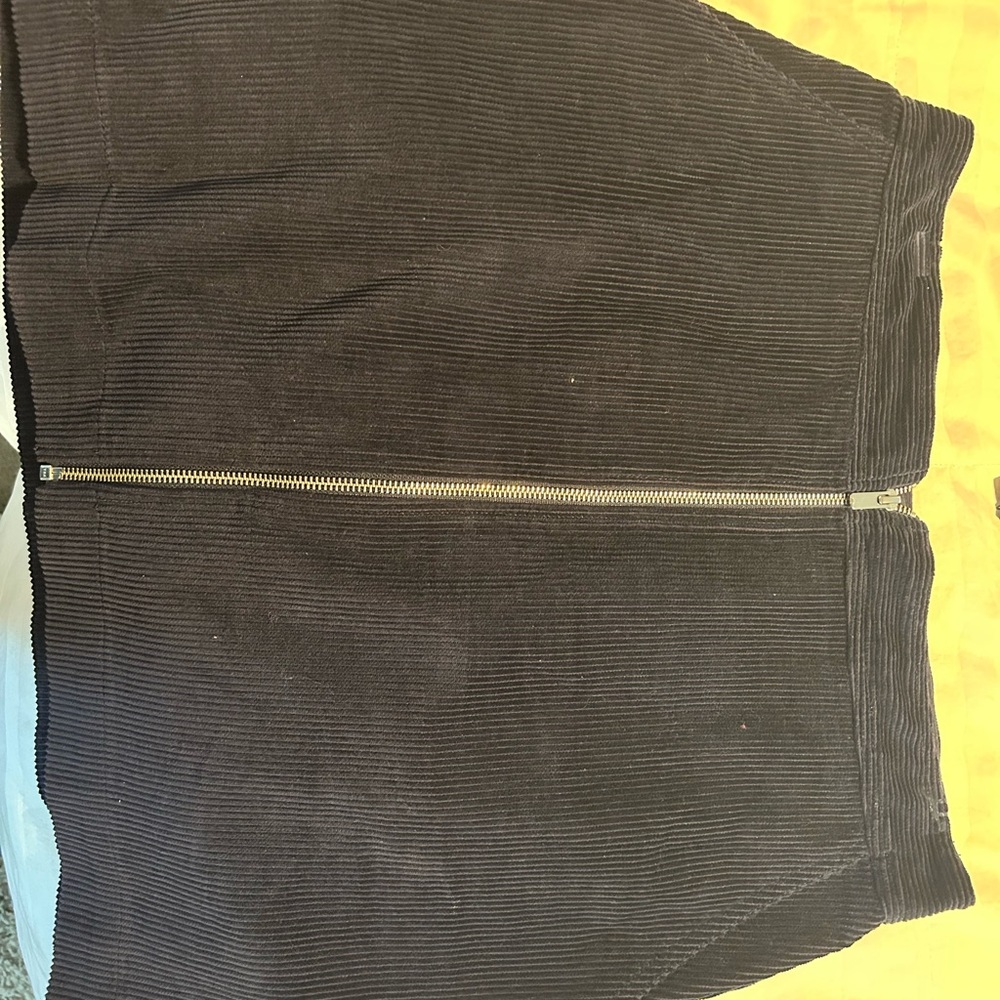 Black Corduroy Skirt with Zipper